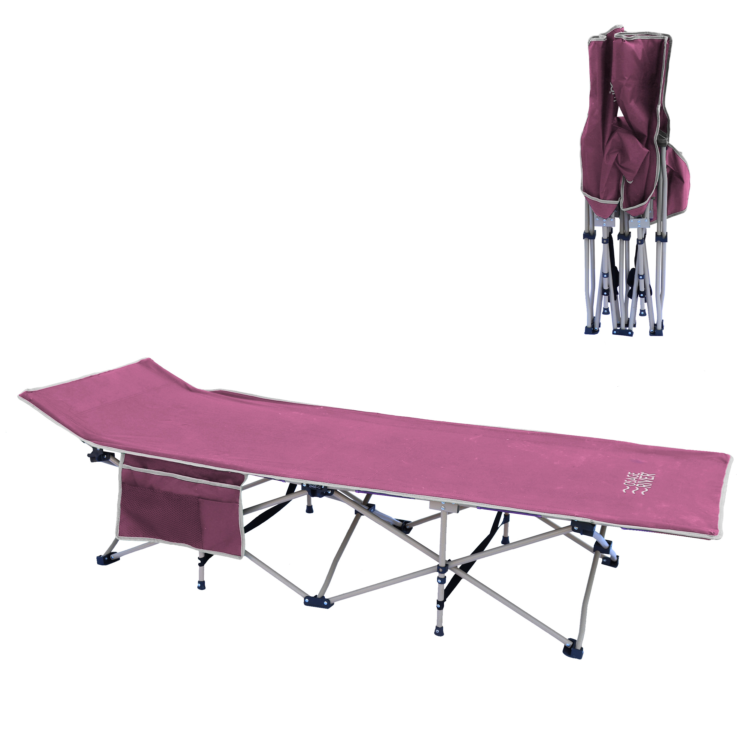 Osage River Folding Camping Cot with Pocket and Carry Bag Blue eBay